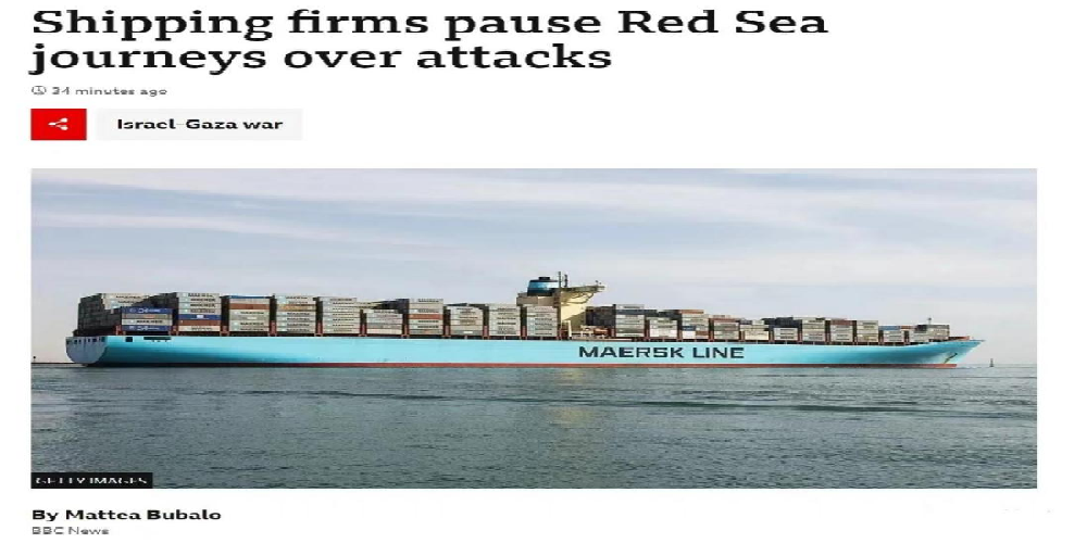 shipping firms pause red sea journeys over attacks